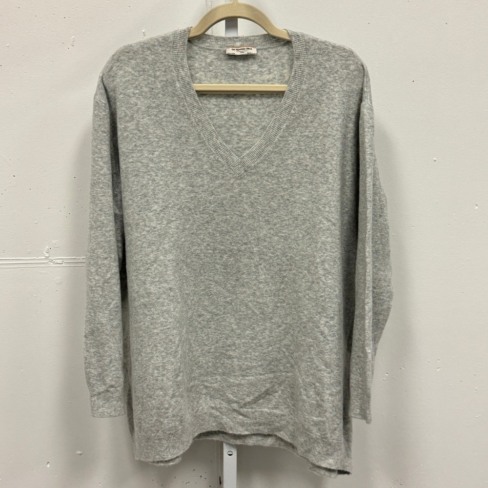 Zara The Maternity Mood Oversized Knit Chunky V-neck Sweater 9919/102/803 Gray